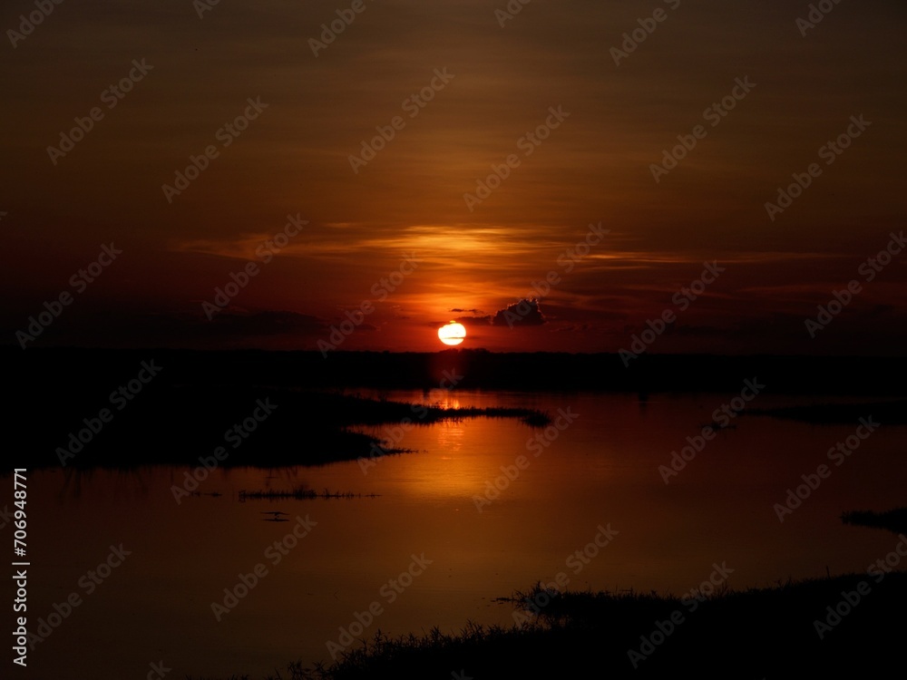 Scenic view of a beautiful sunset above a lake