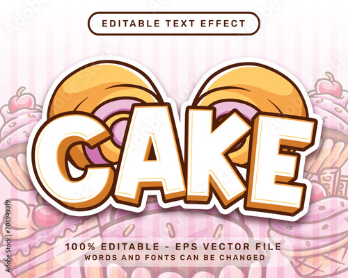 cake 3d text effect and editable text effect with cake illustration