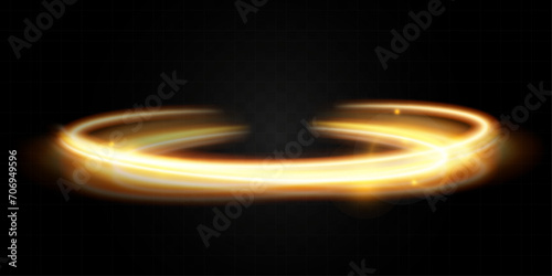Light gold effect of shiny lines.Gold color glowing design element.Wavy bright stripes.	
