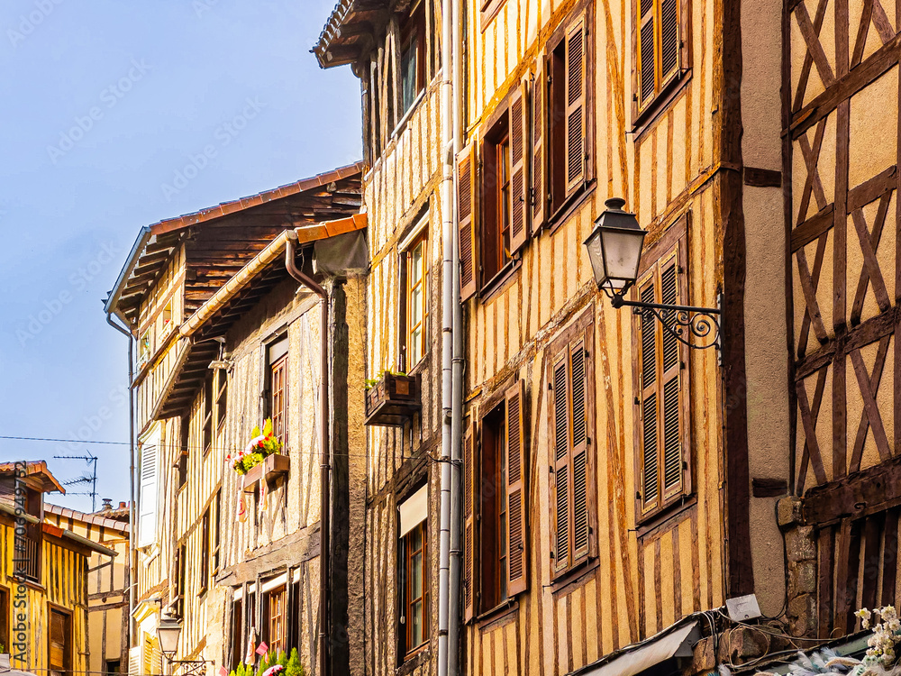 Antique building view in Old Town Limoges, France