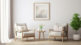 Simplicity in Style: Scandinavian-Inspired Living Room with Armchairs and Poster