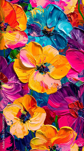 colorful flowers painting background.