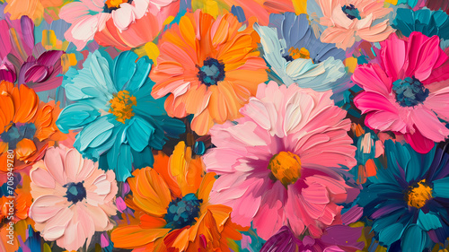 colorful flowers painting background.