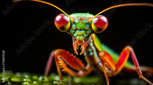 Beautiful vibrant praying mantis award winning © Waji