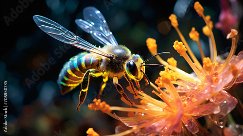 Bee landing on amazing organic flower