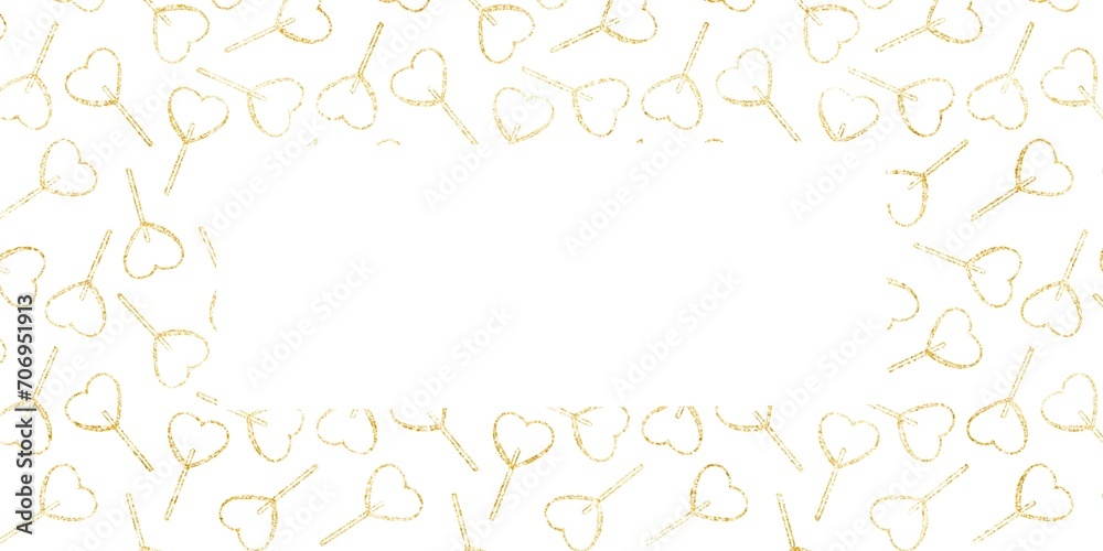Gold Shining Paint Stain Hand Drawn Illustration brush stroke paint ornament decorate. Gold frame. Wedding invitation border. Geometric abstract. Valentines day, gold heart, love