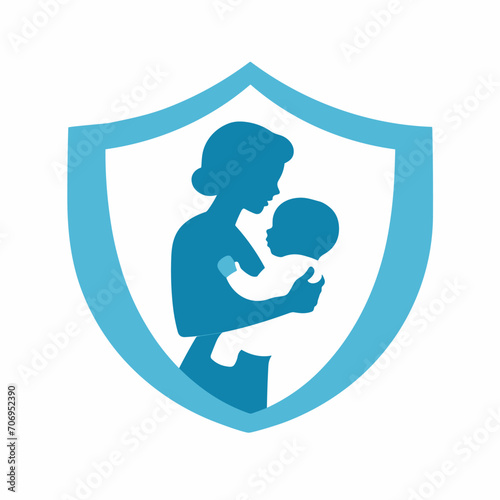 Perinatal center filled colorful logo. Hospital protect pregnant women and newborns. Design element. Created with artificial intelligence. Ai art for corporate branding, pediatric services