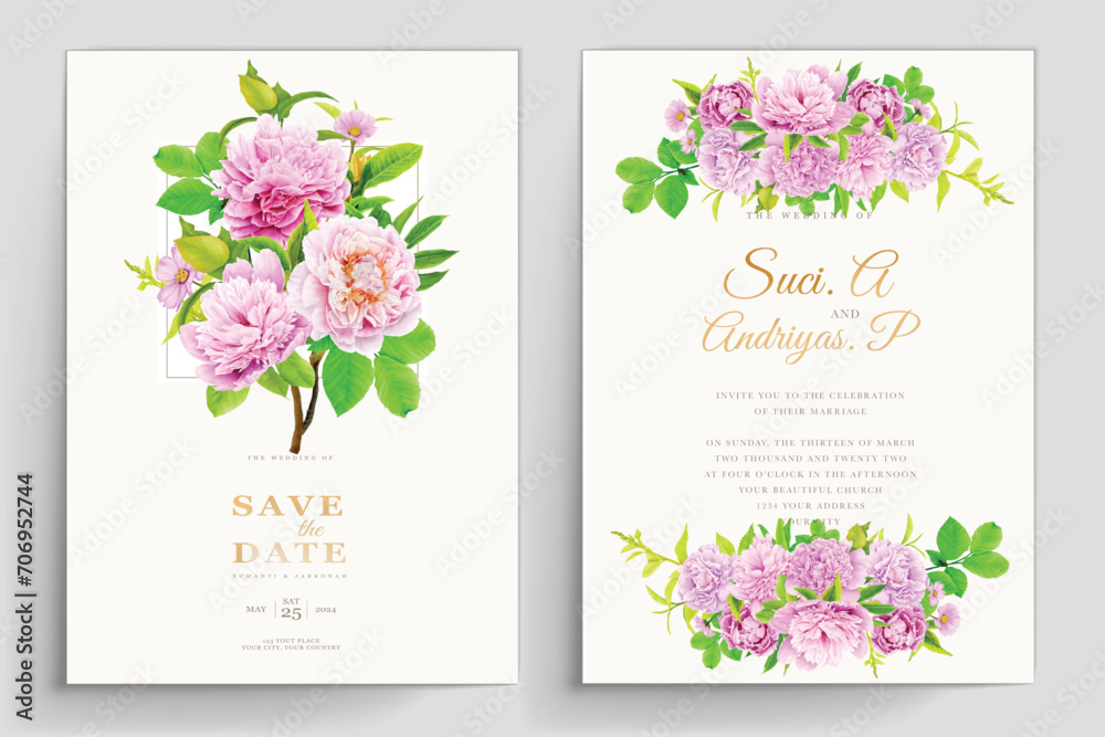 hydrangea floral background and wreath card set