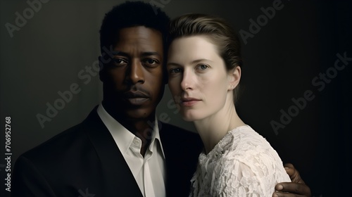 Multicultural couple, African-American husband and American wife