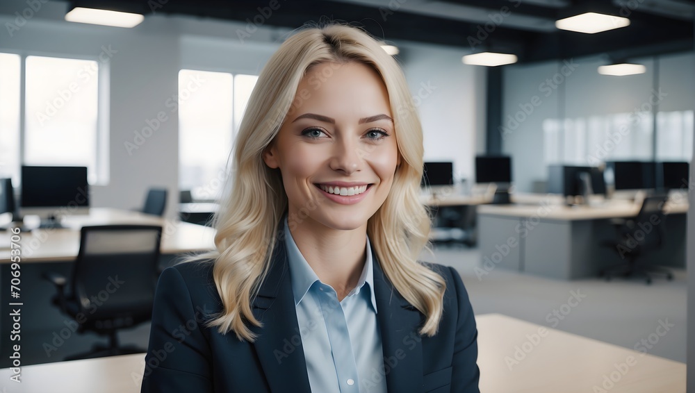 Fototapeta premium portrait of a smiling blonde business woman in the office