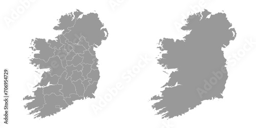 Ireland map with counties and Northern Ireland. Vector illustration. photo
