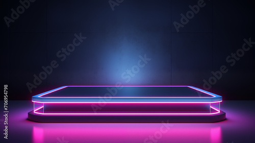 Neon podiums 3d background with podium. Podium scene. Abstract minimal scene  © acid2728k
