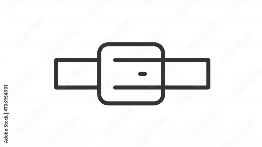 2D black simple thin line animation of tight belt icon, HD video with transparent background, seamless loop 4K video representing economic crisis. 2D black simple thin line animation of tight belt icon, HD video with transparent background, seamless loop 4K video representing economic crisis.