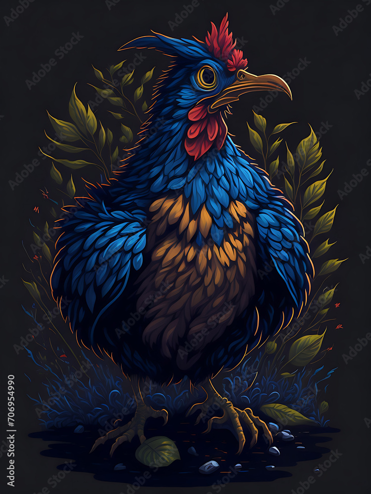 a drawing chicken art style vector