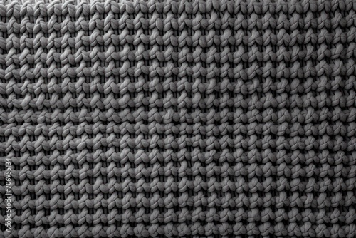 Knitted grey fabric used as a textural backdrop. Generative Ai.