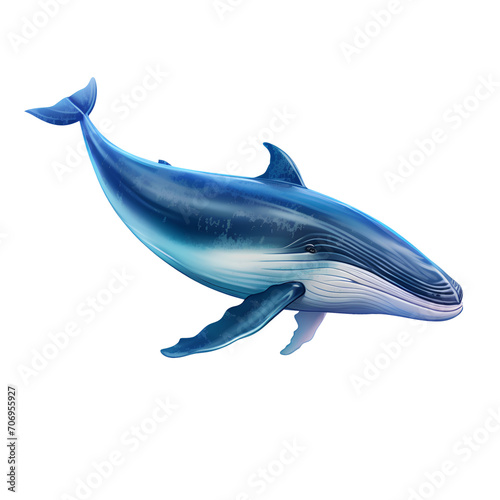 Close-up Blue Whale  isolated on transparent background