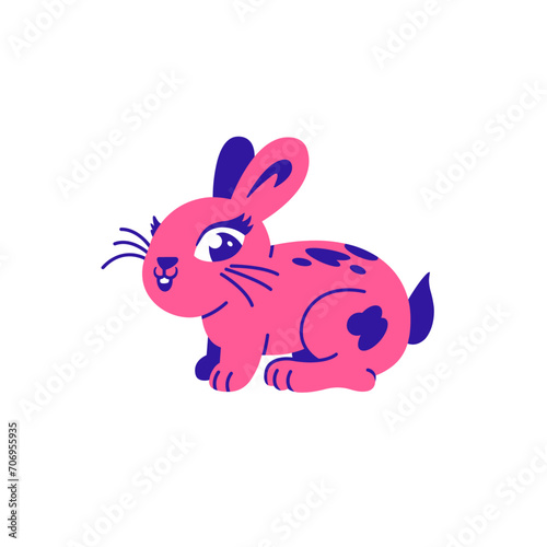 Playful Illustration of Pink Rabbit