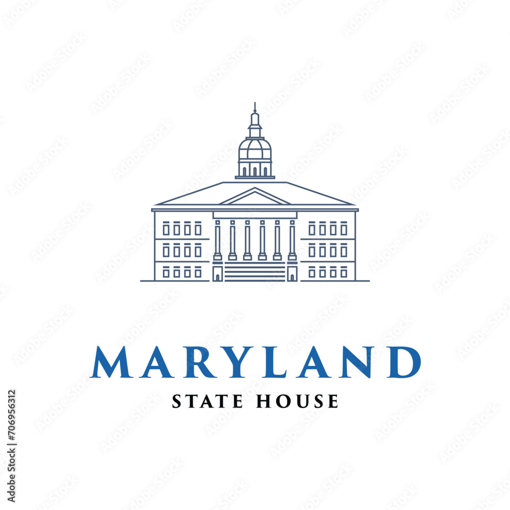 Maryland State House Icon Logo Design Template