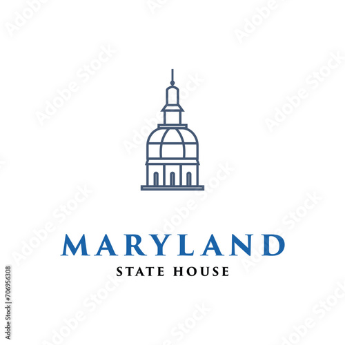 Maryland State House Icon Logo Design Template