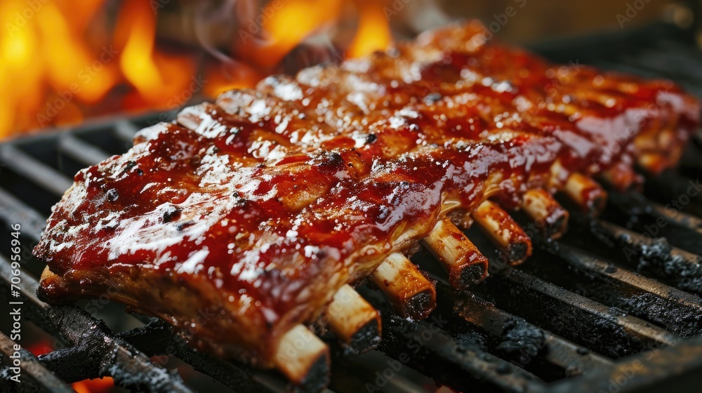 BBQ spare ribs from a charcoal grill BBQ spare ribs from a charcoal grill