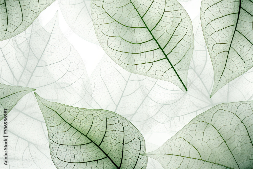 Obraz premium Green leaves on white background.