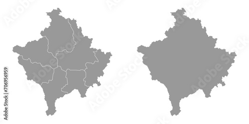 Kosovo grey map with districts. Vector illustration.