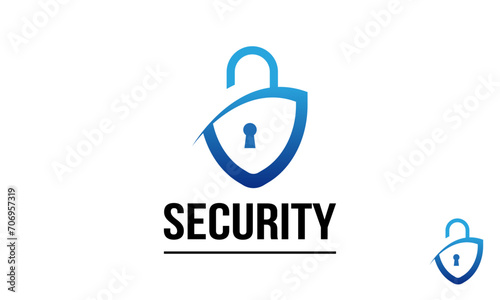 Security Lock Logo Design Template With Sheild.