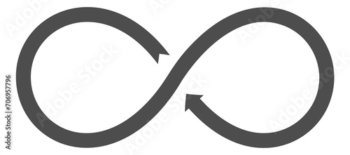 Infinite arrow loop logo. Unlimited black sign