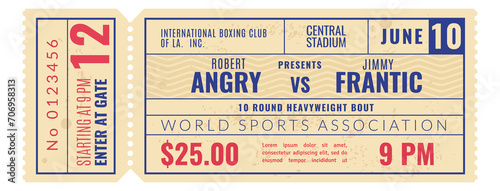 Photography Sport event pass template. Retro paper ticket