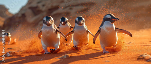 Pinguin-Gemeinschaft als Symbol für den Klimawandel photo