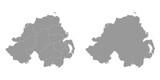 Northern Ireland grey with administrative districts. Vector illustration.