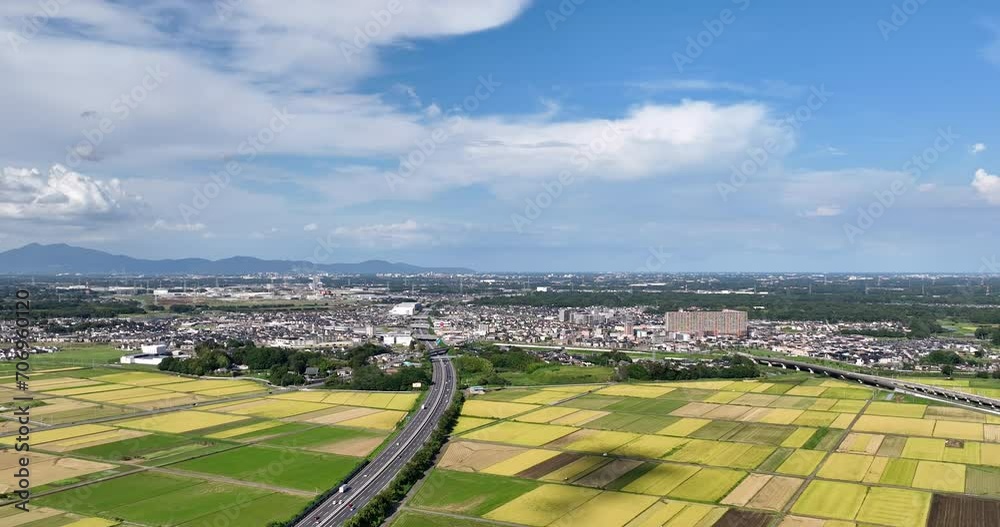 空撮 - 日本の都市風景 茨城県つくばみらい市 観光 ビジネス 右ドリー