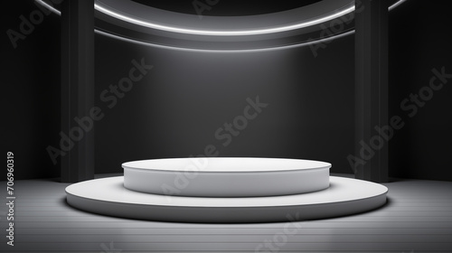 White podiums 3d background with podium. Podium scene. Abstract minimal scene
