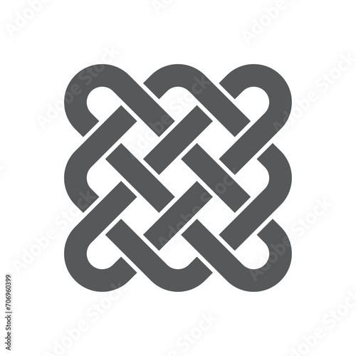 Vector square black symbol Celtic knot intertwined. Isolated on white background