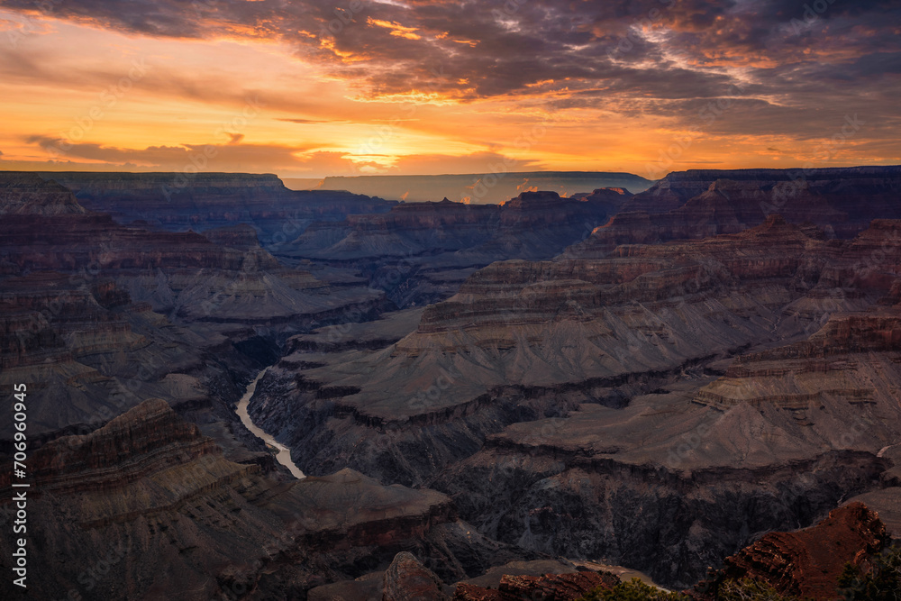 River through the Canyon at Sunset, Grand Canyon National Park, Arizona