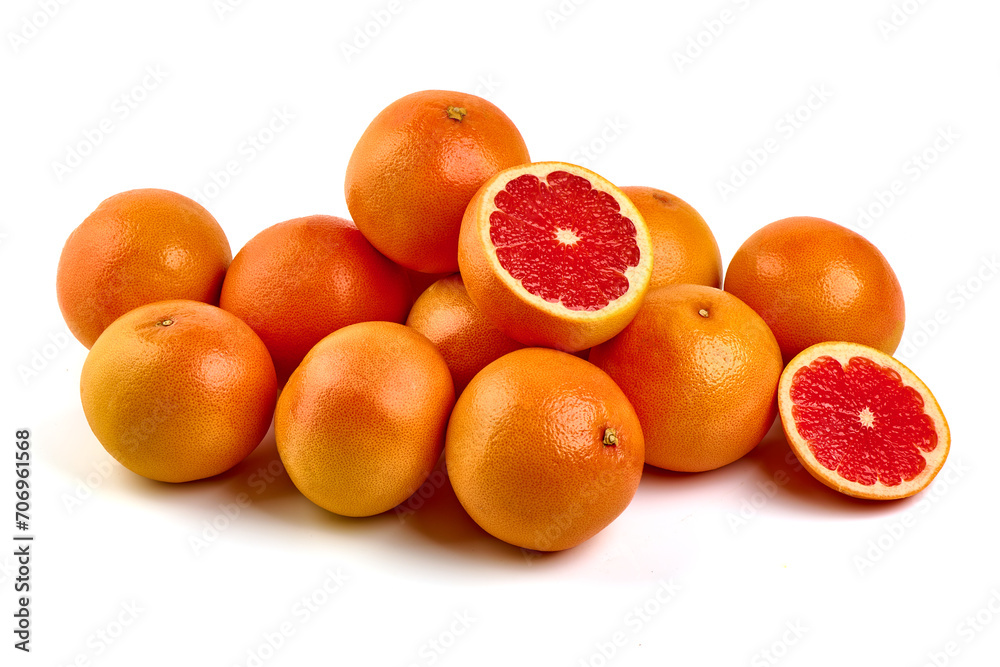 Pink ripe grapefruit, isolated on white background. Pink ripe grapefruit, isolated on white background.