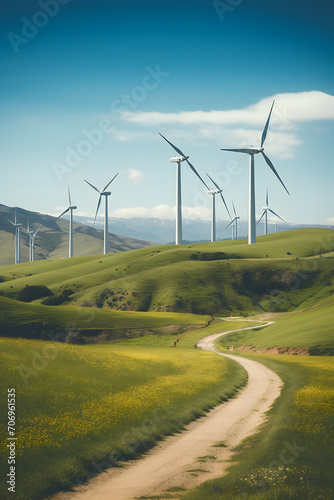 Wind turbine on a field