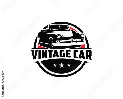 isolated vector illustration of an old 1949 Mercury coupe shown from the side. best for badge, icon and sticker design.