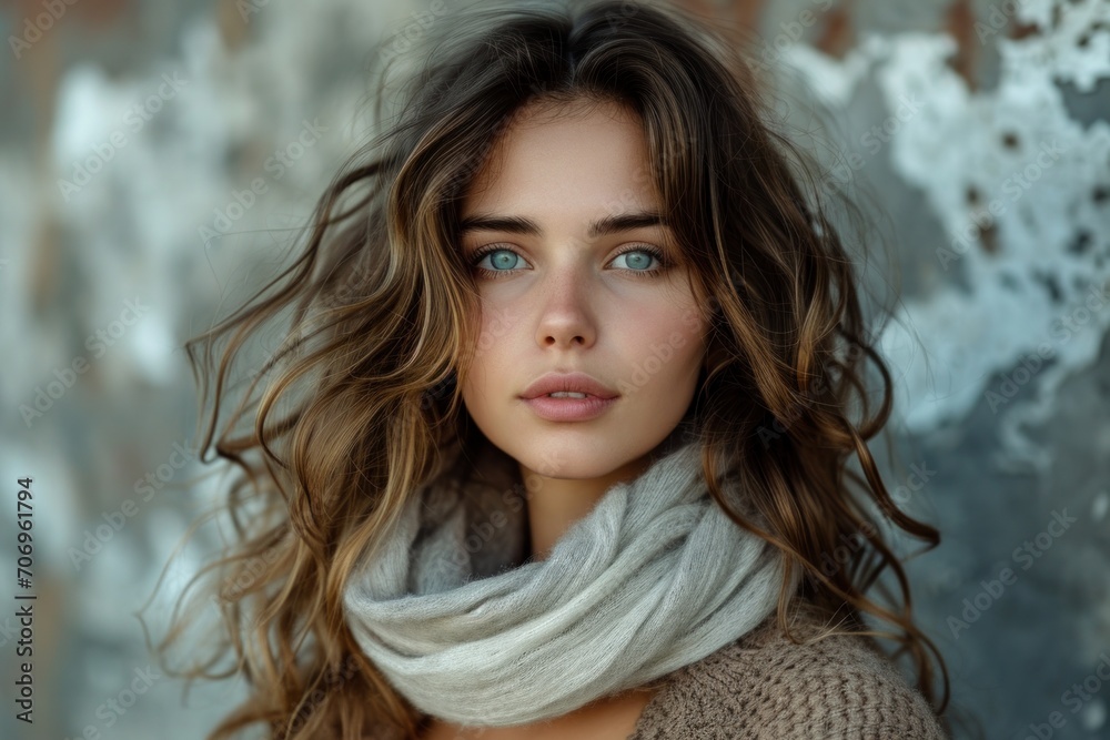 Portrait of a Beautiful Young woman with luxurious long hair looking into the camera. Portrait of a Beautiful Young woman with luxurious long hair looking into the camera.