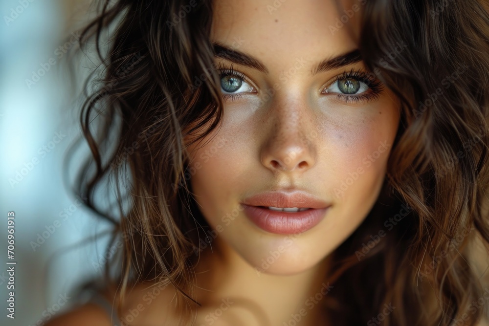 Portrait of a Beautiful Young woman with luxurious long hair looking into the camera. Portrait of a Beautiful Young woman with luxurious long hair looking into the camera.