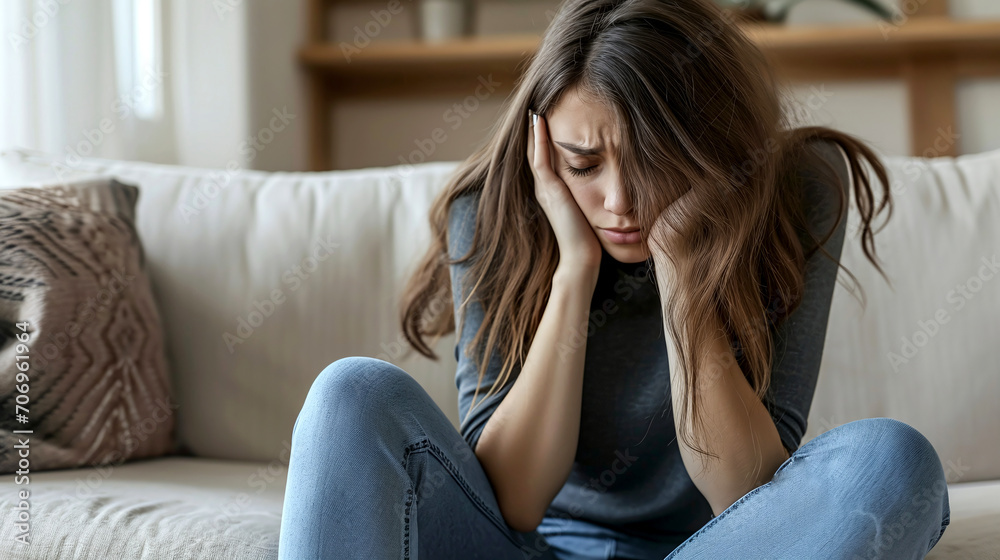 Young Woman Experiencing Depression, Sadness, Emotional Distress Young Woman Experiencing Depression, Sadness, Emotional Distress