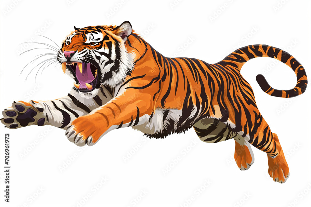 cartoon tiger is jumping