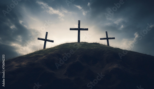 Three Crosses on a Hill 
