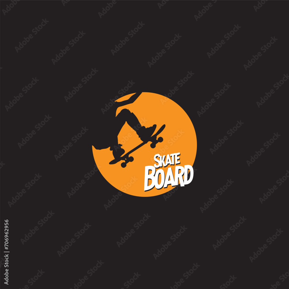 Skateboarding logo.Skateboard activity board skate skating vector image.