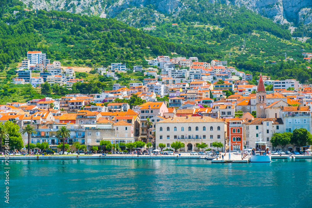 Town of Makarska, sea front view, Dalmatia, Croatia