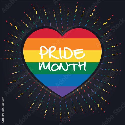 Grafika LGBTQ+ z sercem Pride Month