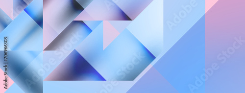 Vivid abstraction unfolds. Triangles in seamless harmony, composing dynamic geometric backdrop. Interplay of angles and hues forms captivating tapestry, evoking modernity and artistic allure