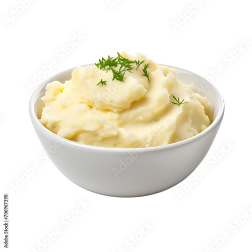 Mashed potatoes for breakfast, isolated on transparent background