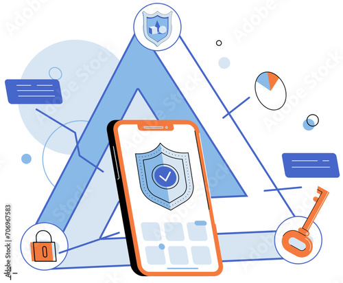 Cyber security vector illustration. Defense mechanisms safeguard sensitive information from unauthorized access Confidentiality is crucial in maintaining trust and confidence in cyber security