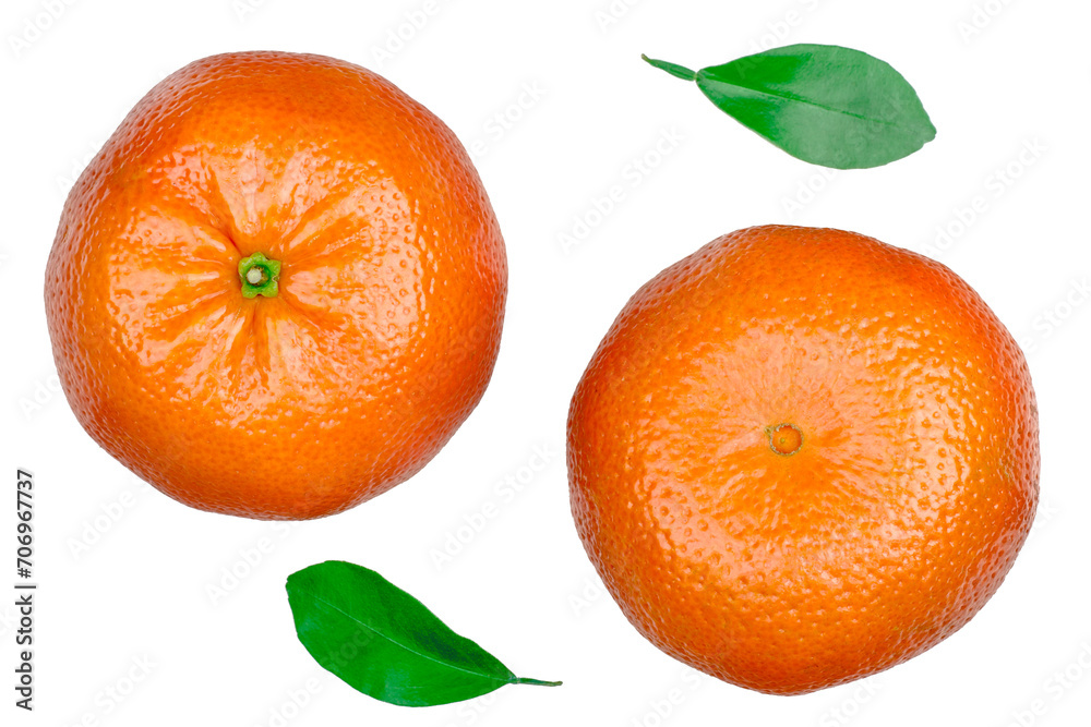Tangerine fruits isolated on a white background. Top view Tangerine fruits isolated on a white background. Top view